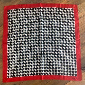 Coach Houndstooth Red Black White Silk Scarf w/tag